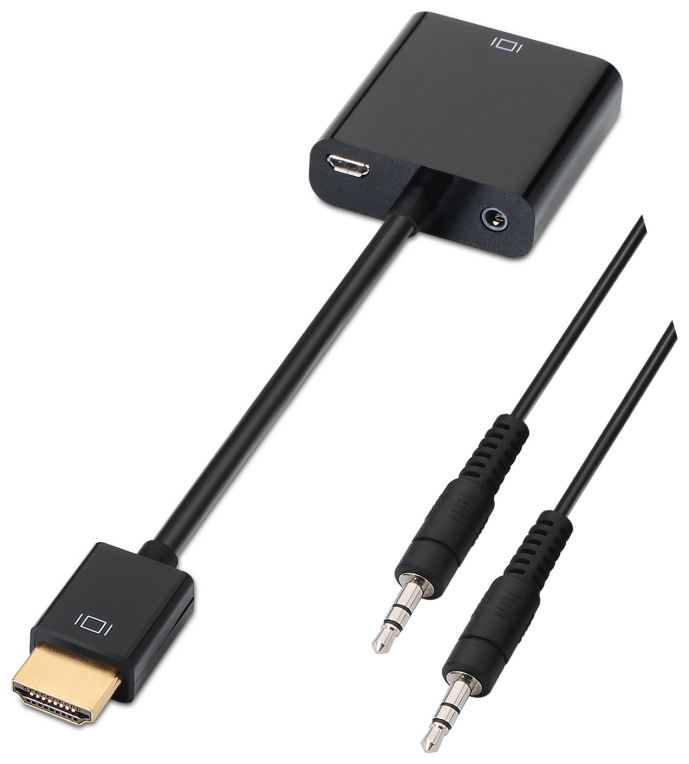 CONVERSOR AISENS HDMI A/M-SVGA/H+JACK 3.5/H NEGRO 10CM+1.0M - detalle