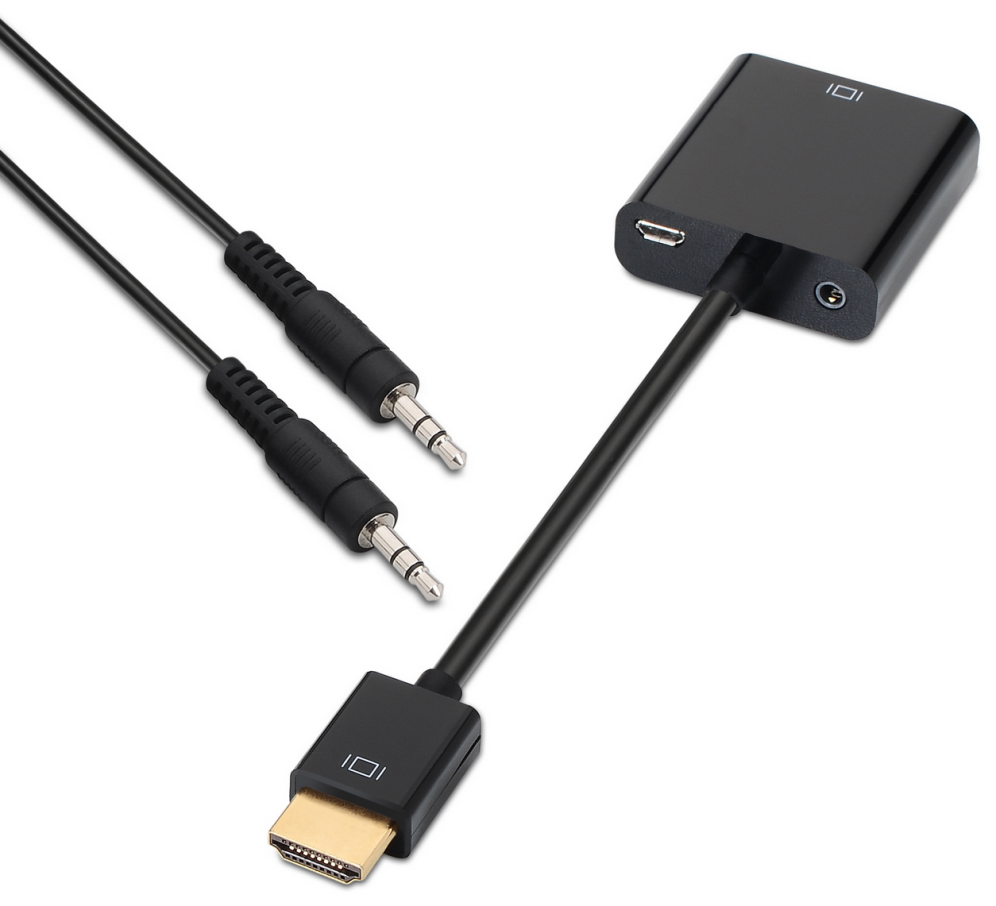 CONVERSOR AISENS HDMI A/M-SVGA/H+JACK 3.5/H NEGRO 10CM+1.0M - detalle