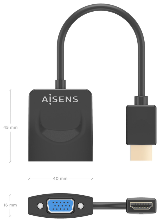CONVERSOR AISENS HDMI MACHO SVGA HEMBRA - detalle