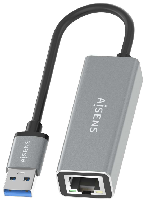 CONVERSOR AISENS USB 3.0 A ETHERNET GIGABIT 10/100/1000 GRIS 15CM - detalle
