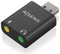 CONVERSOR AISENS USB-A A AUDIO 48KHZ USB-A/M-2XJACK 3.5/H NEGRO