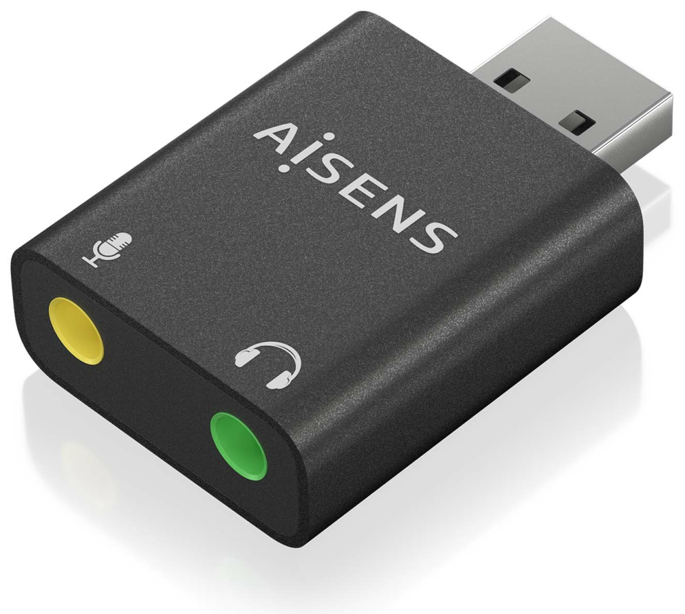 CONVERSOR AISENS USB-A A AUDIO 48KHZ USB-A/M-2XJACK 3.5/H NEGRO
