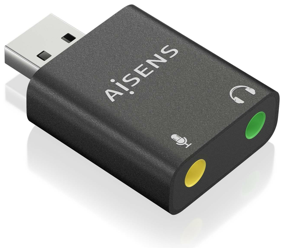 CONVERSOR AISENS USB-A A AUDIO 48KHZ USB-A/M-2XJACK 3.5/H NEGRO - detalle