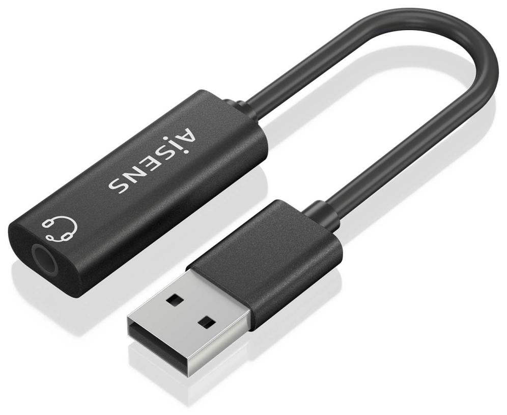 CONVERSOR AISENS USB-A A AUDIO 48KHZ USB-A/M-JACK 3.5/H NEGRO 10CM