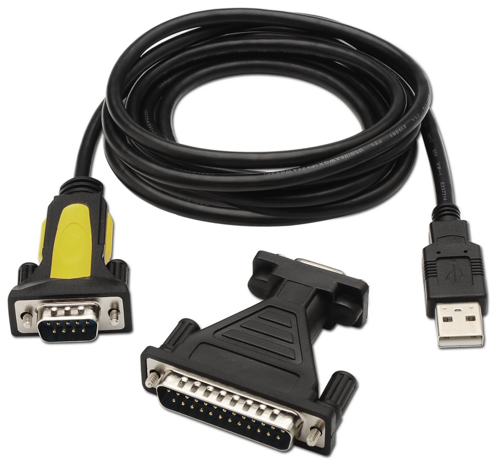 CONVERSOR AISENS USB A SERIE A/M-RS232 DB9/M DB25/M NEGRO 1.8M - detalle