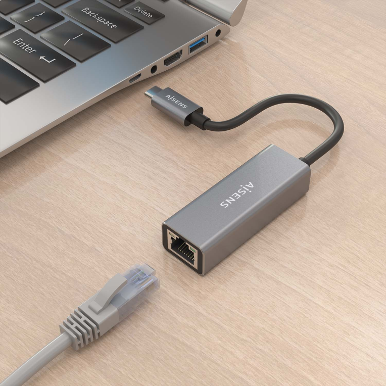 CONVERSOR AISENS USB3.1 GEN1 USB-C A ETHERNET GIGABIT GRIS 15CM - detalle