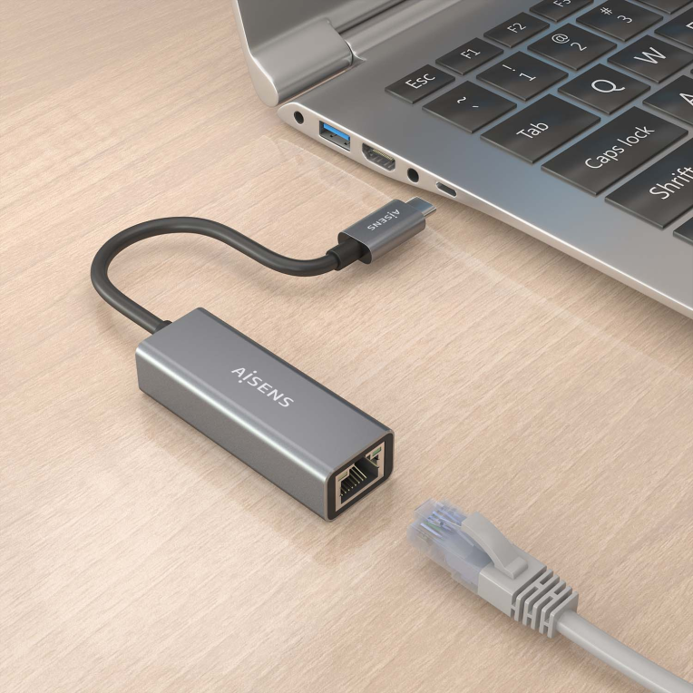 CONVERSOR AISENS USB3.1 GEN1 USB-C A ETHERNET GIGABIT GRIS 15CM - detalle