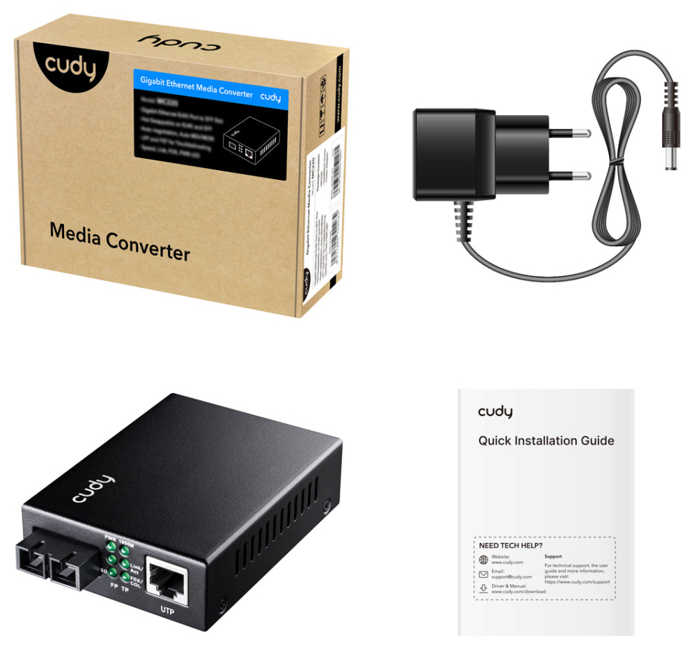 CONVERSOR CUDY 10/100/1000M GIGABIT ETHERNET MEDIA CONVERTER - detalle