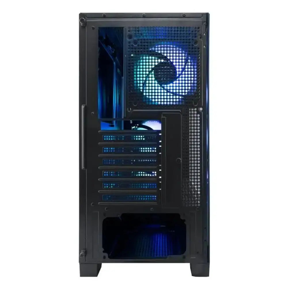 Caja gaming semitorre COOLBOX ATX GE-2000 DualView con panel lateral transparente y espacio para componentes de alto rendimiento.