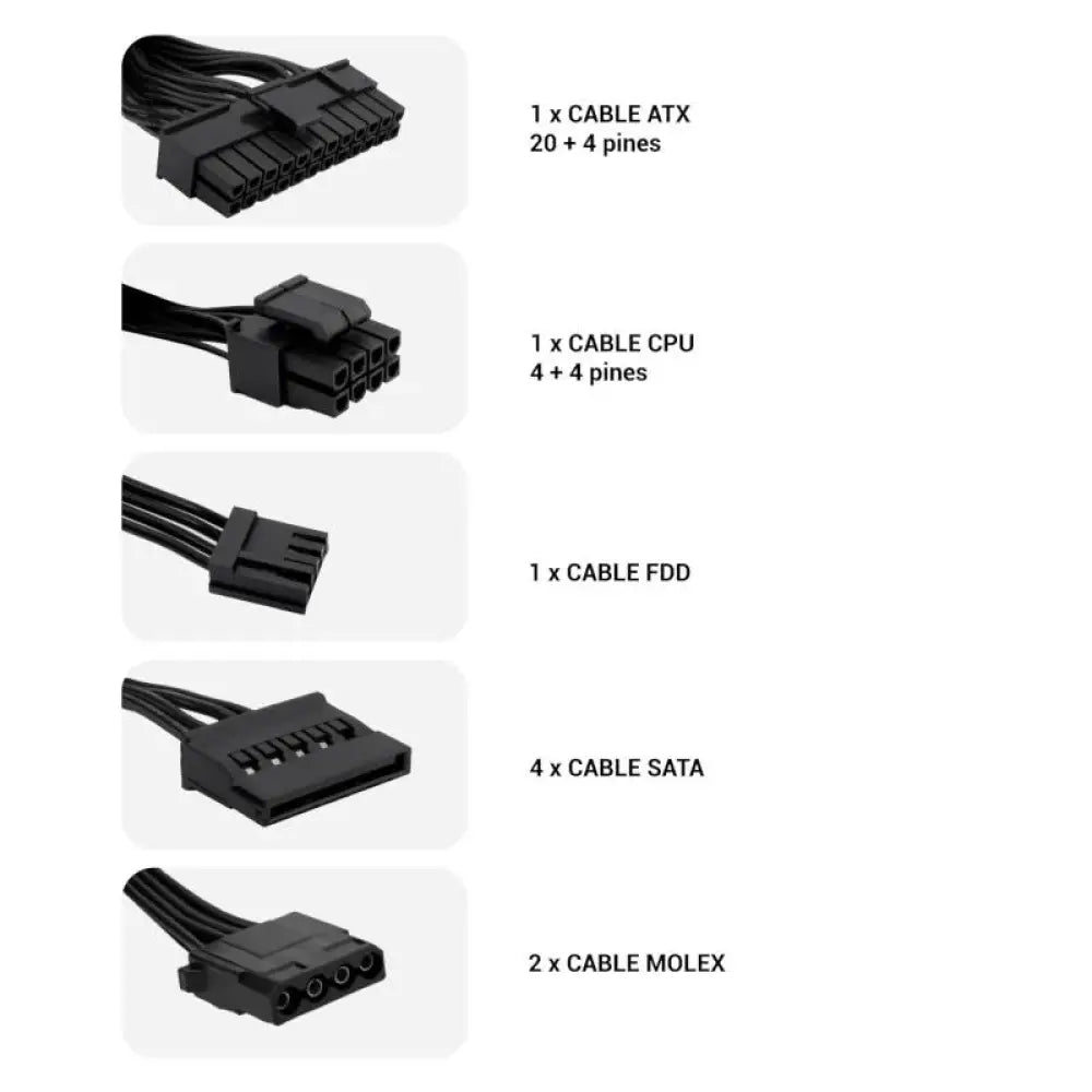 CoolBox Fuente.Alim 20+4 pin ATX BASIC 500W - detalle