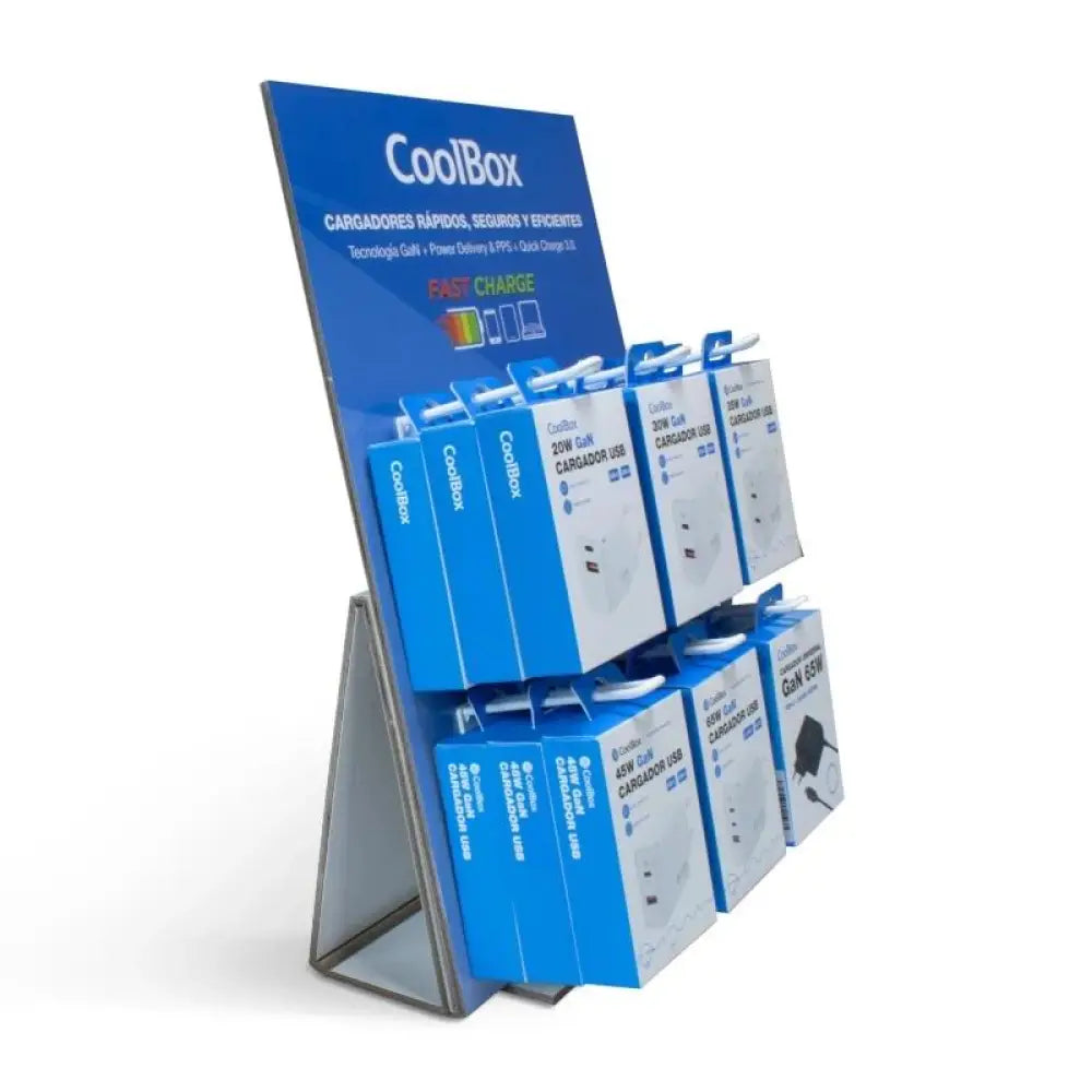 COOLBOX PACK 12 CARGADORES GAN2 + EXPOSITOR - detalle
