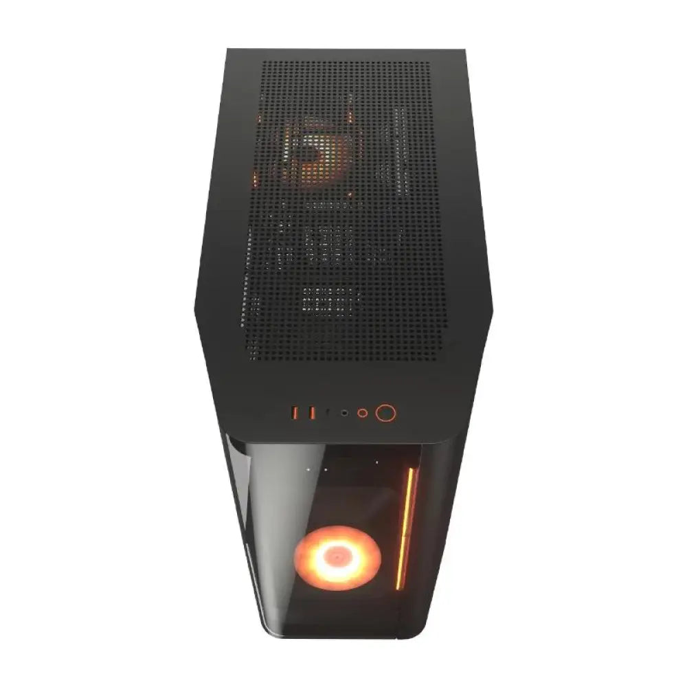 Caja PC Cougar FV270 RGB y Fte Gex Pro 850, semitorre y miditorre con iluminación RGB y diseño moderno.