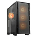 Caja miditower Cougar Uniface RGB negra, con diseño uniface y ventilación, ideal para montar PC gaming y rendimiento.