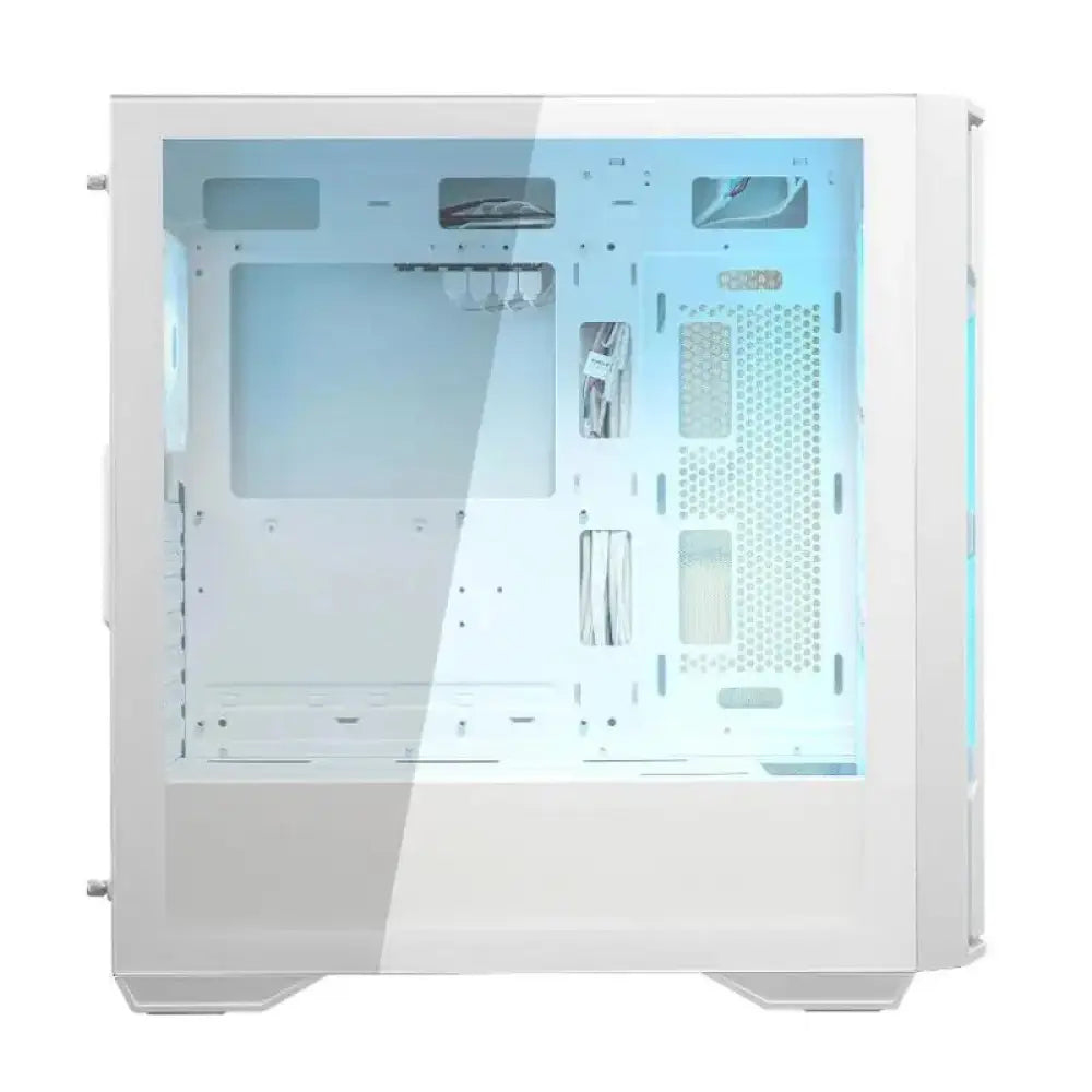 Caja miditorre Cougar Uniface RGB blanca, semitorre con panel frontal y diseño moderno para componentes de PC.