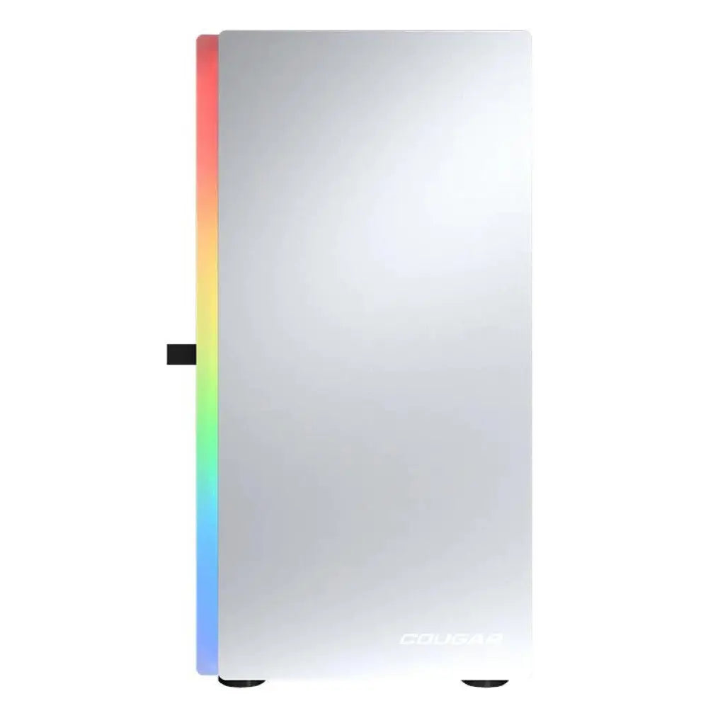 Caja de ordenador Cougar Purity RGB blanca, torre micro ATX con diseño moderno y ventilación eficiente.