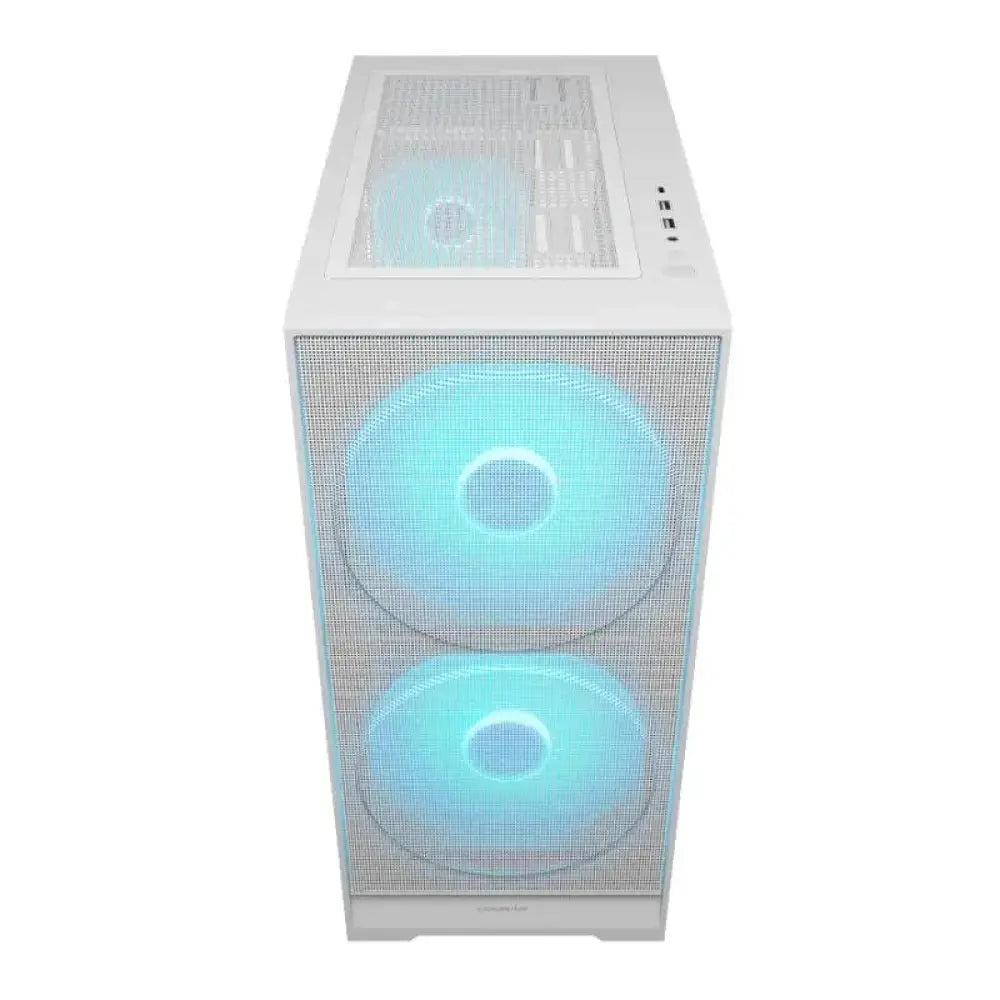 Caja semitorre Cougar Airface 180 en color blanco, con diseño moderno y ventilación eficiente para componentes de PC.