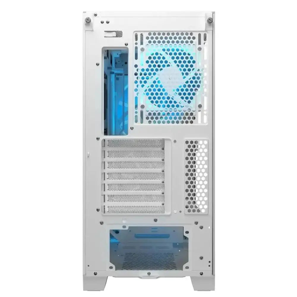Caja semitorre Cougar Airface Flo RGB blanca, con diseño moderno y ventilación eficiente para componentes de PC.