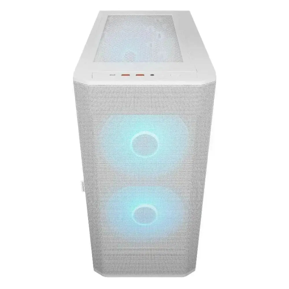 Caja semitorre Cougar Airface Flo RGB en color blanco, con ventiladores y diseño elegante para ensamblaje de PC gaming.