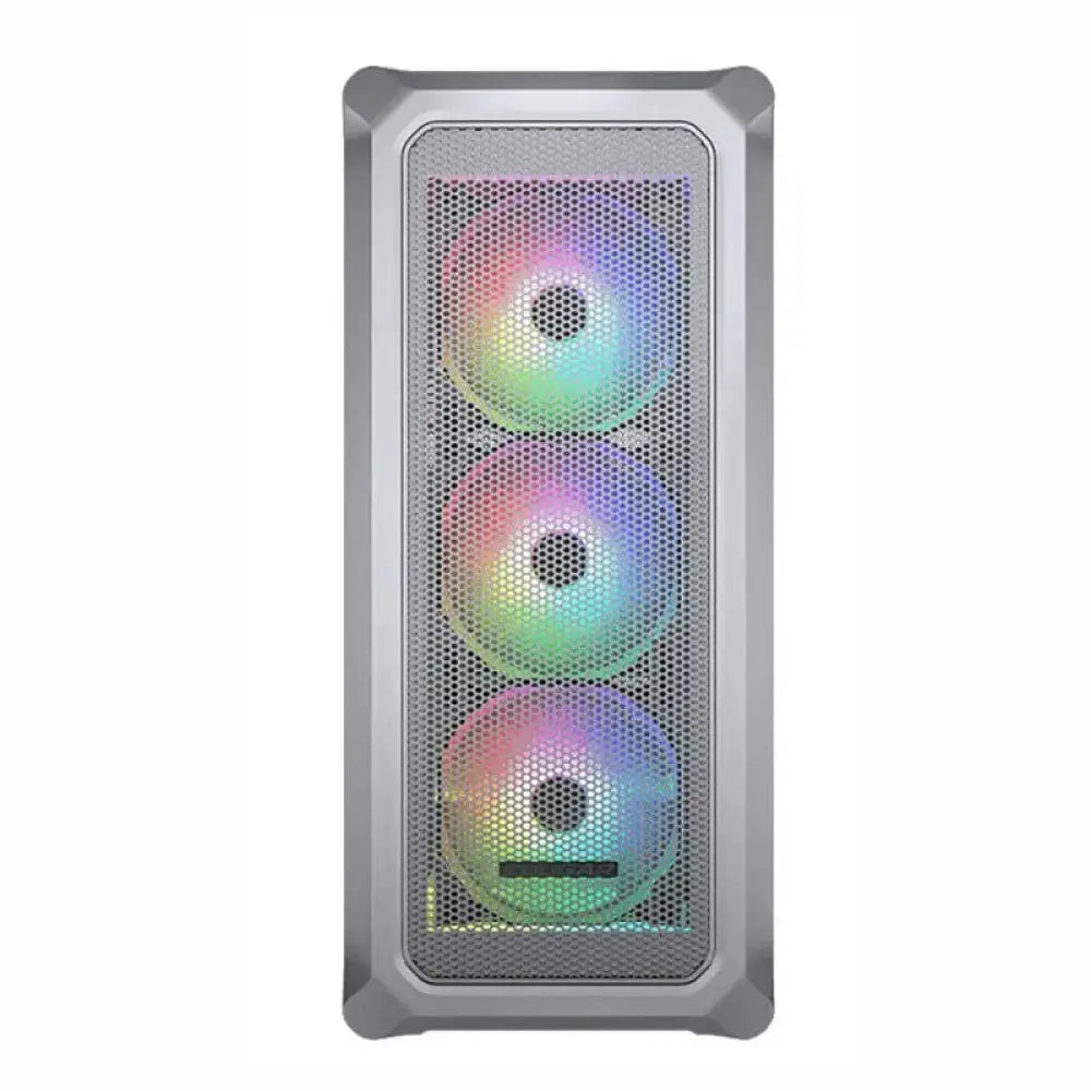 Caja semitorre Cougar Archon 2 Mesh RGB blanca, con panel lateral transparente y ventilación para componentes de alto rendimiento.