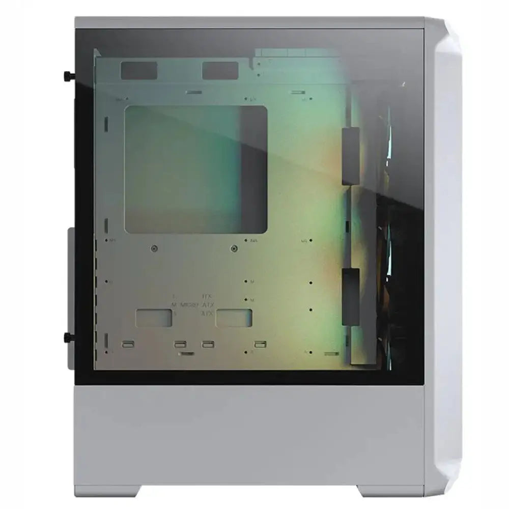 Caja semitorre Cougar Archon 2 Mesh RGB en color blanco, vista frontal con ventiladores y diseño ventilado.