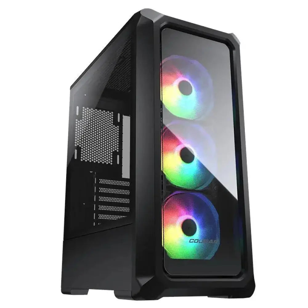 Caja semitorre Cougar Archon 2 RGB negra, con diseño de estilo gaming y ventilación mejorada para componentes de PC.