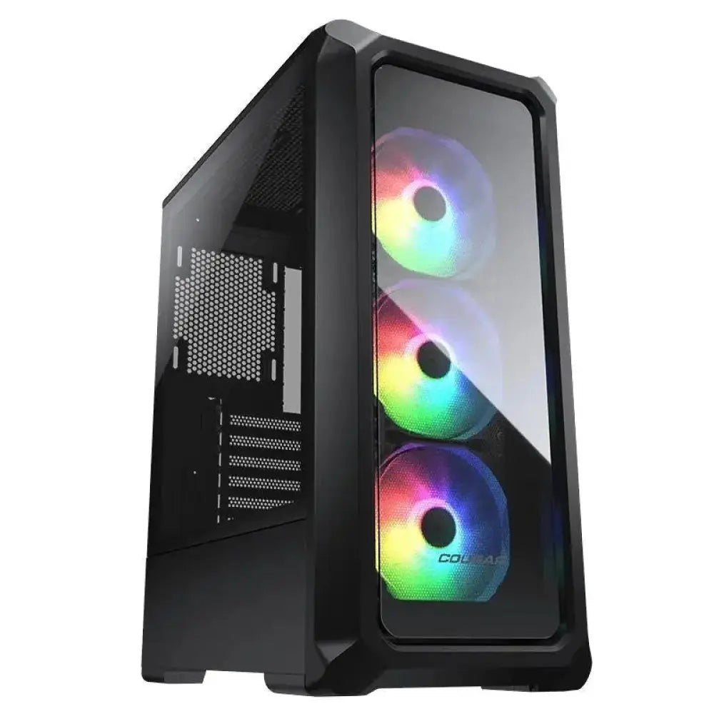 Caja semitorre Cougar Archon 2 con iluminación RGB, color negro, diseñada para componentes de PC y refrigeración eficiente.