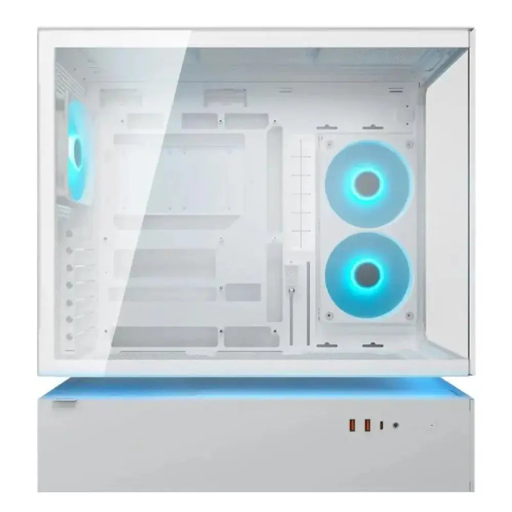 Caja semitorre Cougar CFV235 Mesh blanca, con panel lateral de malla y diseño moderno para componentes de PC.