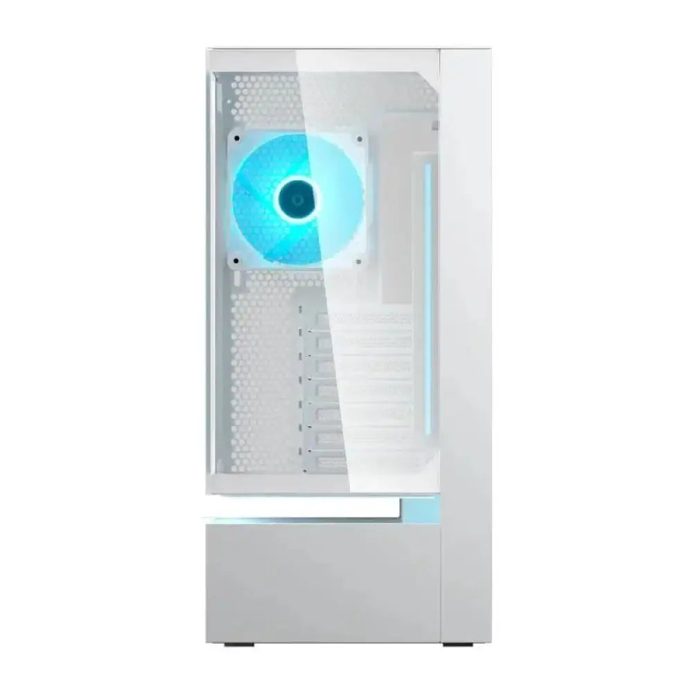 Caja semitorre Cougar CFV235 Mesh en color blanco, con panel lateral de malla y diseño moderno para PC gaming y componentes.