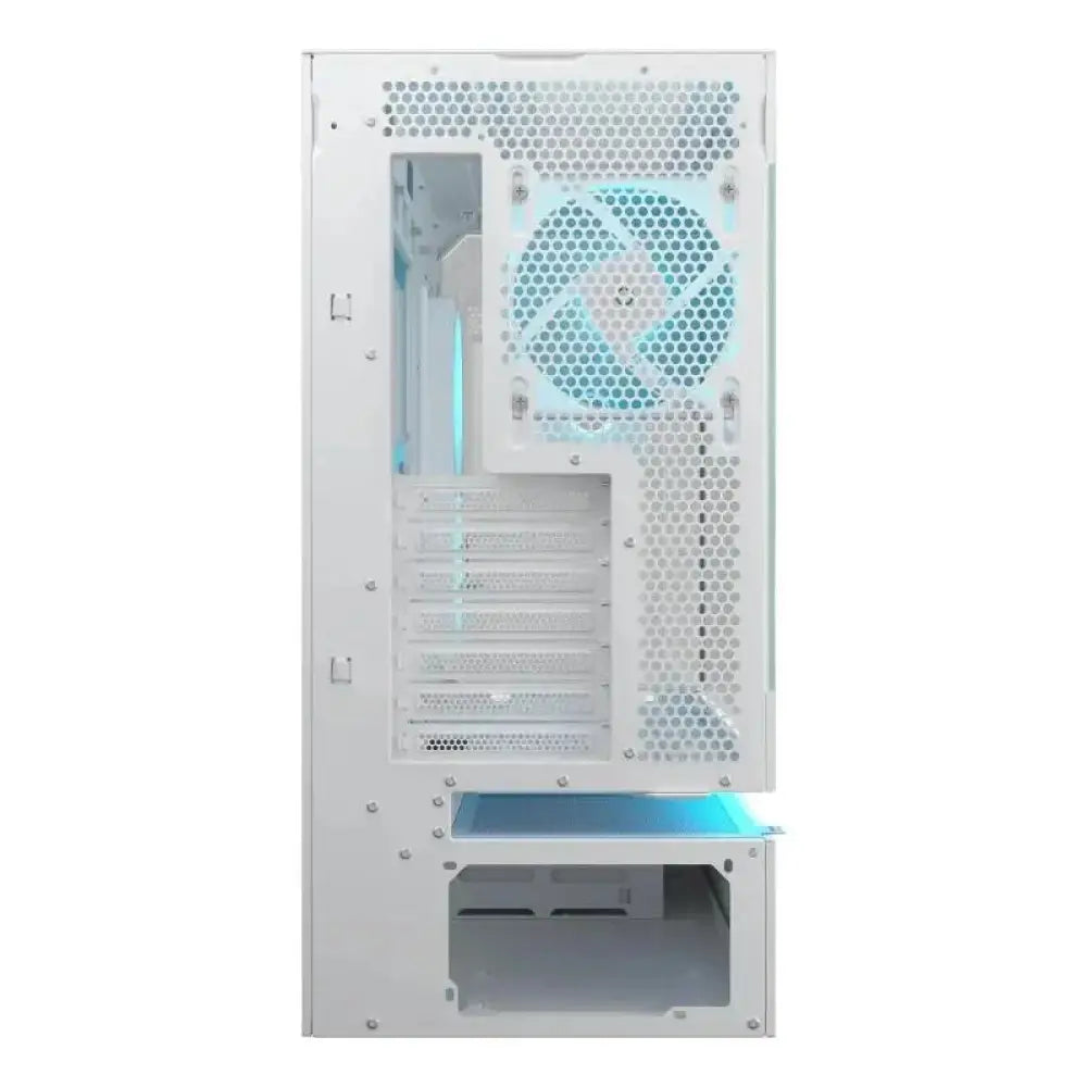 Caja semitorre Cougar CFV235 Mesh blanca, estructura en color blanco y paneles de malla para buena ventilación.
