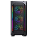 Caja semitorre Cougar MX410 Mesh-G Rgb con panel lateral de malla y ventiladores RGB para PC gaming.