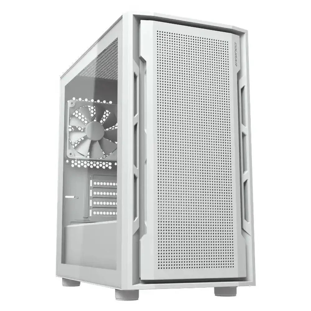 Caja uniface Cougar Mini RGB blanca para microtorre y minitorre, con diseño compacto y iluminación RGB.
