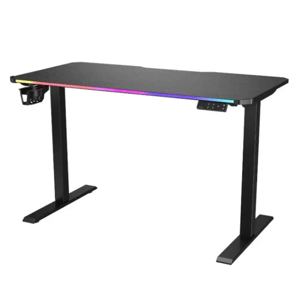 Mesa gaming Cougar Mesa E-Ares 120 eléctrica blanca con superficie amplia y estructura resistente para juegos y trabajo.