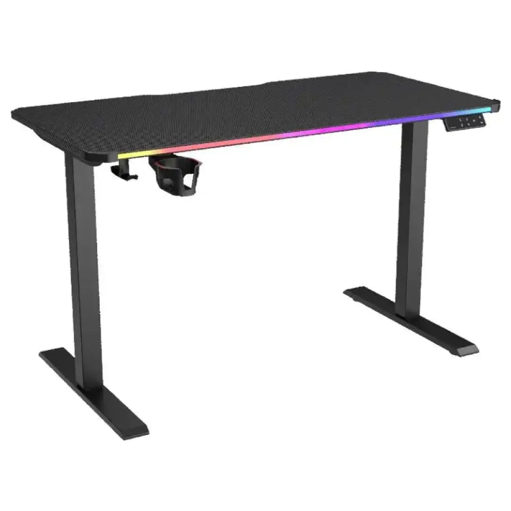 Mesa gaming eléctrica Cougar Mesa E-Ares 120 blanca, con superficie amplia y estructura resistente para videojuegos.