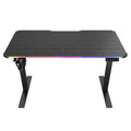 Mesa gaming Cougar Mesa E-Ares 120 eléctrica blanca, con superficie amplia y estructura resistente para juegos.