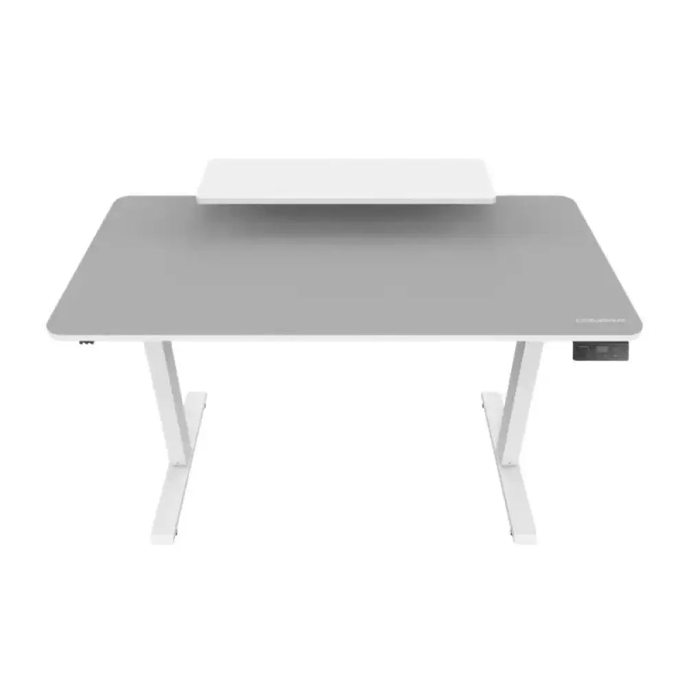 Mesa de gaming Cougar Mesa E-Star 120 eléctrica blanca, con superficie amplia y estructura resistente para jugadores.