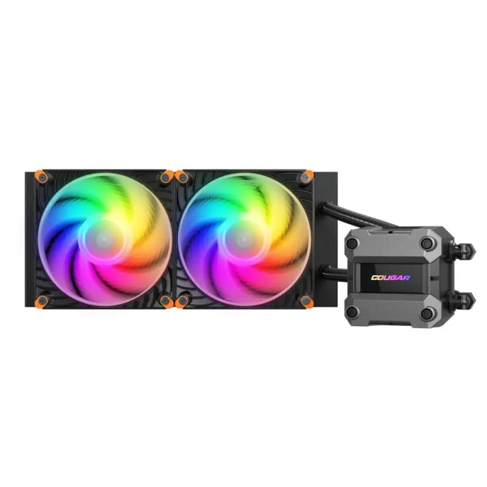 Refrigeración Cougar Poseidon Ultra 240 ARGB negra, sistema de enfriamiento para PC con iluminación RGB en radiador.
