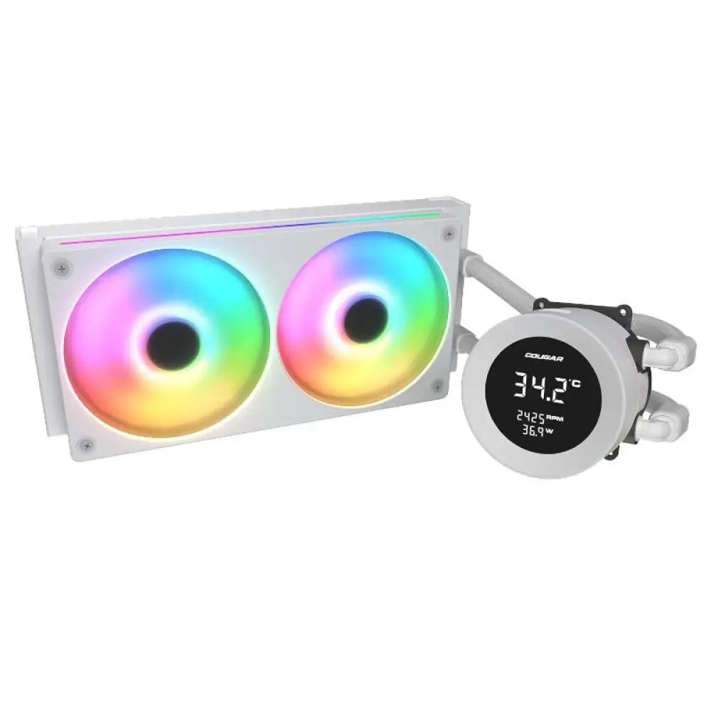 Refrigeración líquida Cougar Vistek ARGB Poseidón White, radiador de 240 mm con iluminación ARGB para PC gaming.