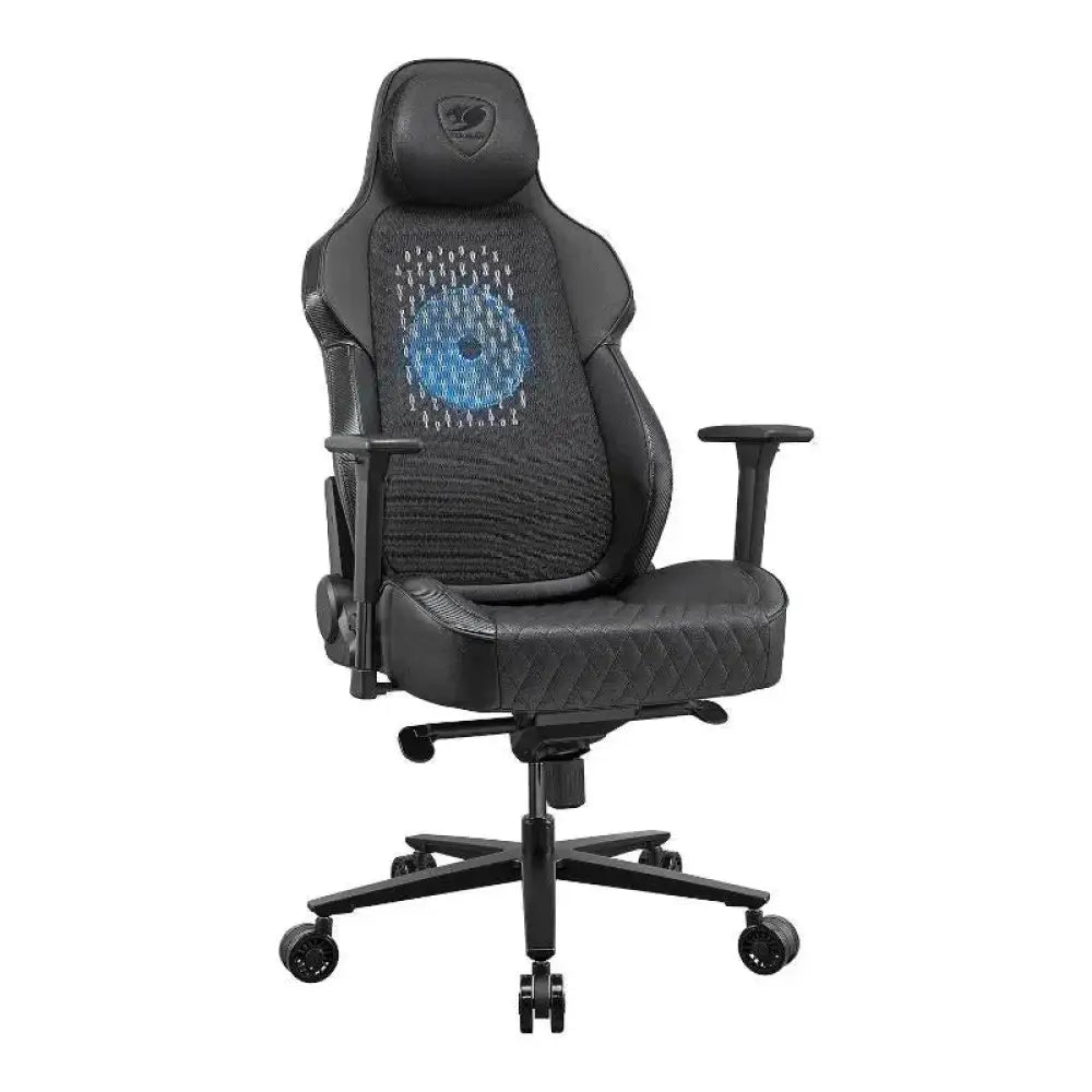 Silla gaming Cougar Nxsys Aero en color negro, con diseño ergonómico y apoyo lumbar, ideal para largas sesiones de juego