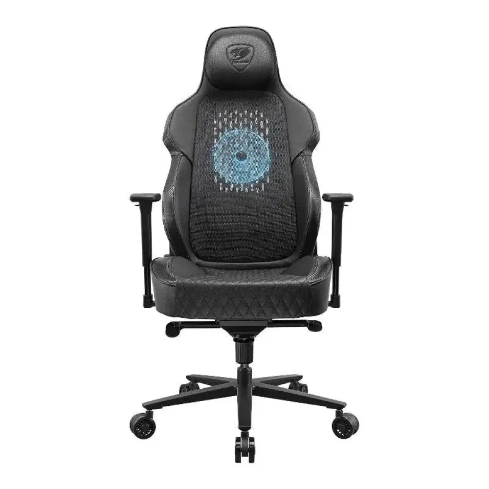 Silla gaming COUGAR Nxsys Aero negra con diseño ergonómico y soporte ajustable para jugadores.