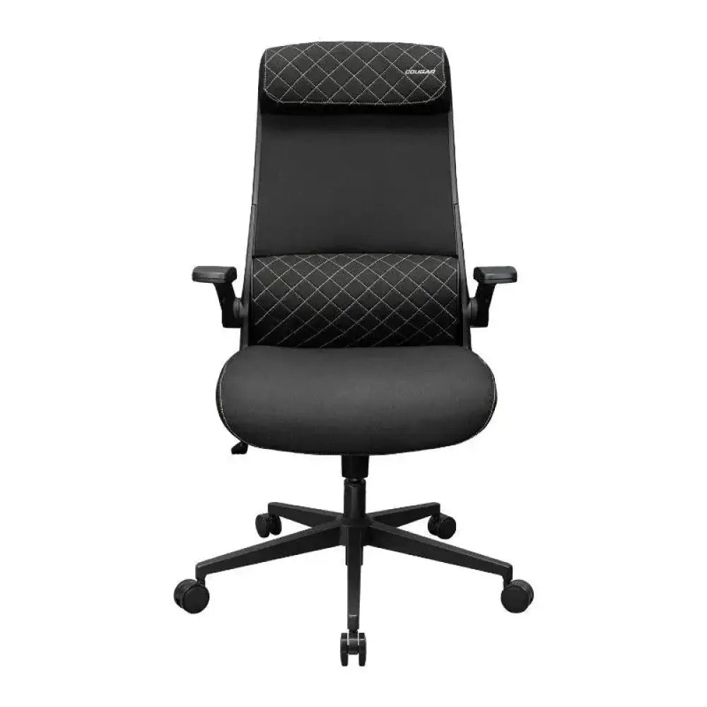 Silla gaming Cougar Stryder negra con respaldo alto y cojines ergonómicos, ideal para largas sesiones de juego.