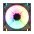 Ventilador Cougar SC140 ARGB negro para refrigeración, con luces LED RGB en un sistema de enfriamiento para PC.