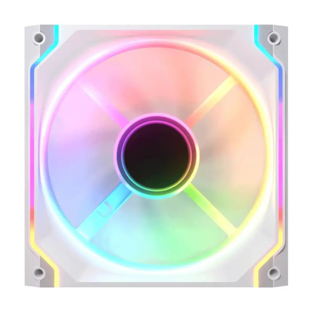 Ventilador Cougar SC140-RB ARGB blanco para refrigeración, con iluminación RGB y diseño eficiente para sistemas de enfriamiento.