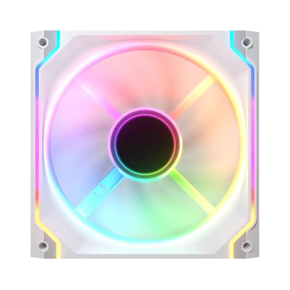 Ventilador Cougar SC140FW ARGB blanco para refrigeración de PC, con iluminación LED ARGB y diseño elegante.