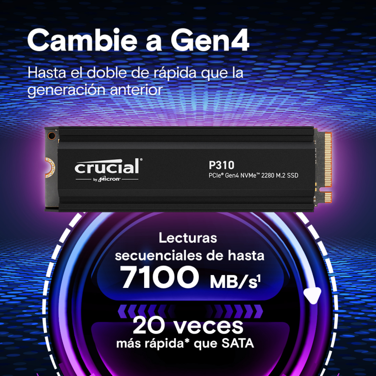 CRUCIAL P310 1TB NVME SSD W/HEATSINK - detalle