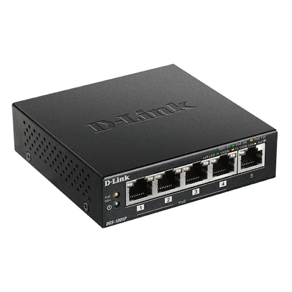 D-Link DGS-1005P Switch 5xGB 4xPoE - detalle