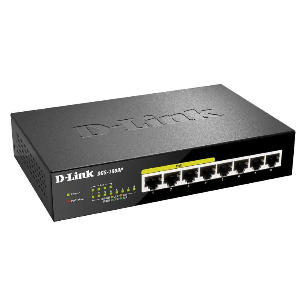 D-Link DGS-1008P Switch 8xGB 4xPoE - detalle