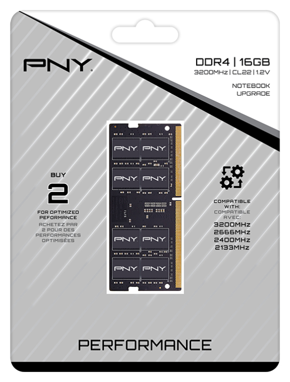 DDR4 SODIMM PNY 16GB CL22 3200 - detalle