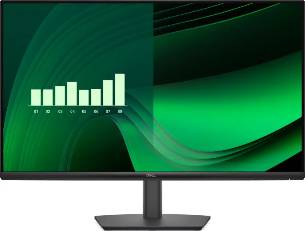 Monitor Dell E Series E2725HM de 27" con pantalla LCD Full HD, marco negro y tecnología IPS antirreflectante.