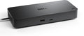 Replicador de puertos DELL WD25 con conexión USB-C, HDMI y otros puertos en color negro para estaciones de trabajo.