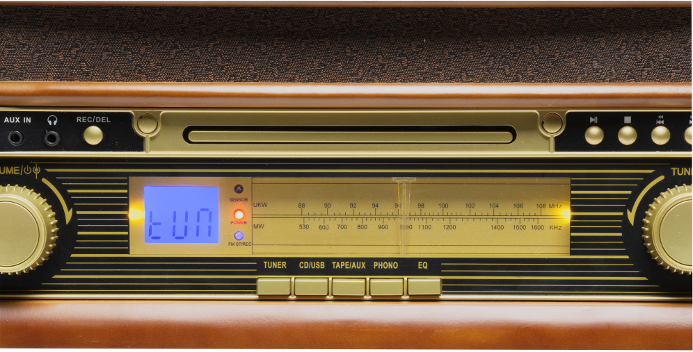 DENVER GIRAD RETRO 33 A 78 RPMFM CD USB CASSETTE ALTAVOCES - detalle